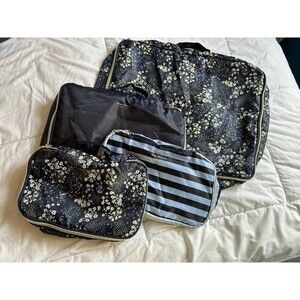 Isaac Mizrahi Garment Bags Floral /stripe Travel Set 4piece  Packing Cubes Bags